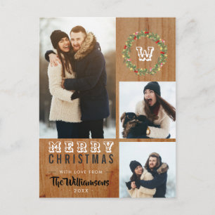 Cartes Pour Fêtes Annuelles 3 Photo Bois rustique Noël Salutation