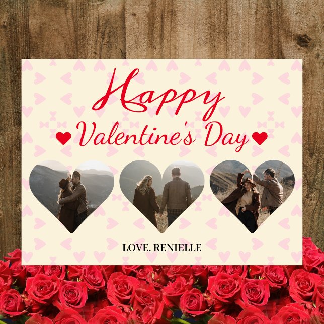 Cartes Pour Fêtes Annuelles 3 photo Collage cardiaque valentines jour couple (Créateur téléchargé)