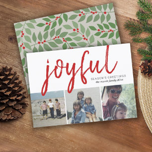 Cartes Pour Fêtes Annuelles 3 Photo Collage - Joyful Season's Greetings Berry