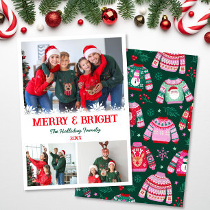 Cartes Pour Fêtes Annuelles 3 Photo Collage laide Sweater Noël