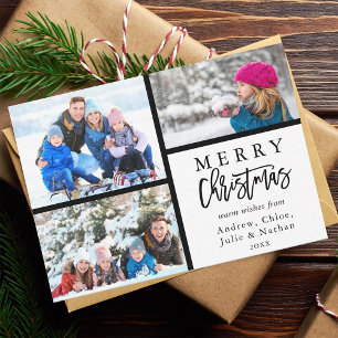Cartes Pour Fêtes Annuelles 3 Photo Collage moderne Joyeux Noël