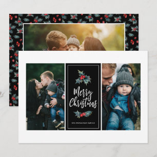 Cartes Pour Fêtes Annuelles 3 Photo Elegant Peint Holly   Noir de Noël