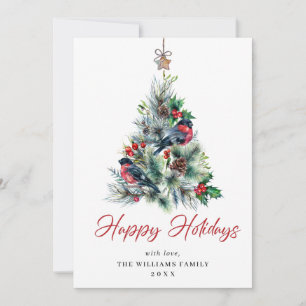 Cartes Pour Fêtes Annuelles 3 PHOTO Elégant Pine Tree Noël Salutation