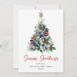 Cartes Pour Fêtes Annuelles 3 PHOTO Elégant Pine Tree Noël Salutation