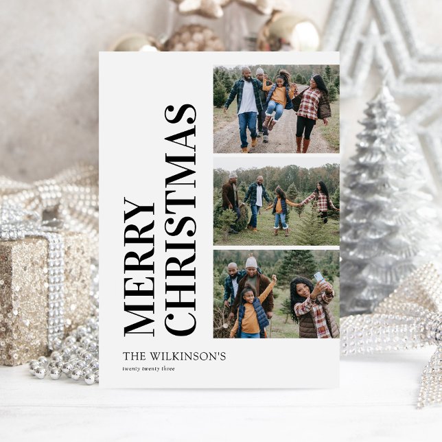 Cartes Pour Fêtes Annuelles 3 Photo Famille Joyeux Noël (Créateur téléchargé)