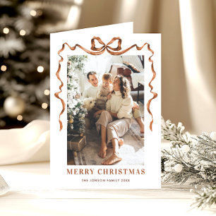 Cartes Pour Fêtes Annuelles 3 Photo Festif Joyeux Noël Boho Bow Ribbon