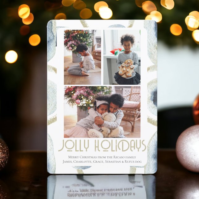 Cartes Pour Fêtes Annuelles 3 Photo Jolly Fêtes Noël (3 Photo Jolly Holidays Christmas Holiday Cards from Ricaso. Add own photographs and text greeting)
