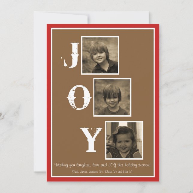 Cartes Pour Fêtes Annuelles 3 photo Joy Christmas Card (Devant)