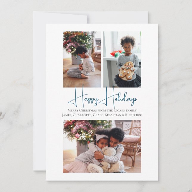 Cartes Pour Fêtes Annuelles 3 Photo Joyeuses Fêtes de Noël Patinage enfants (Devant)