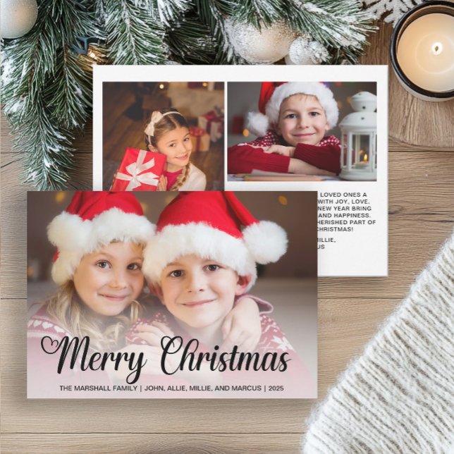Cartes Pour Fêtes Annuelles 3 Photo Joyeux Noël 2025 ("Merry Christmas" 3-photo greeting card)