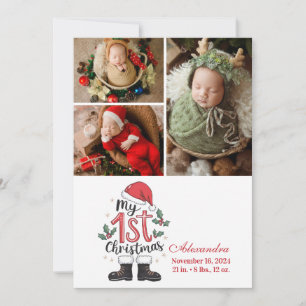 Cartes Pour Fêtes Annuelles 3 Photo Mignon Bébé Santa 1er Noël