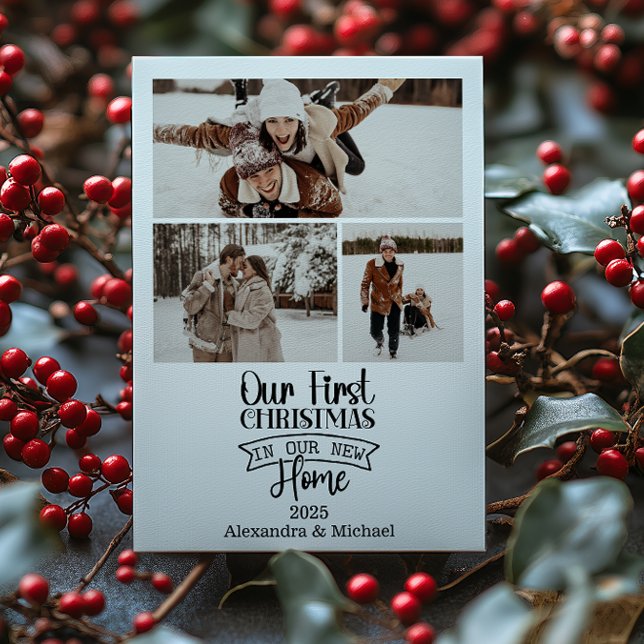 Cartes Pour Fêtes Annuelles 3 Photo Minimalist Newlywed Christmas (Créateur téléchargé)
