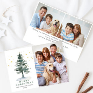 Cartes Pour Fêtes Annuelles 3 PHOTO Minimaliste Arbre de Noël Salutation