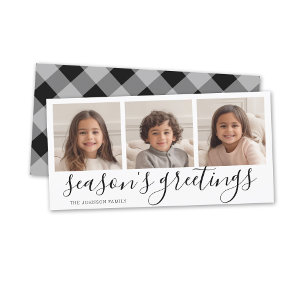 Cartes Pour Fêtes Annuelles 3 Photo - Noir Calligraphie Plaid Seasons Salutati