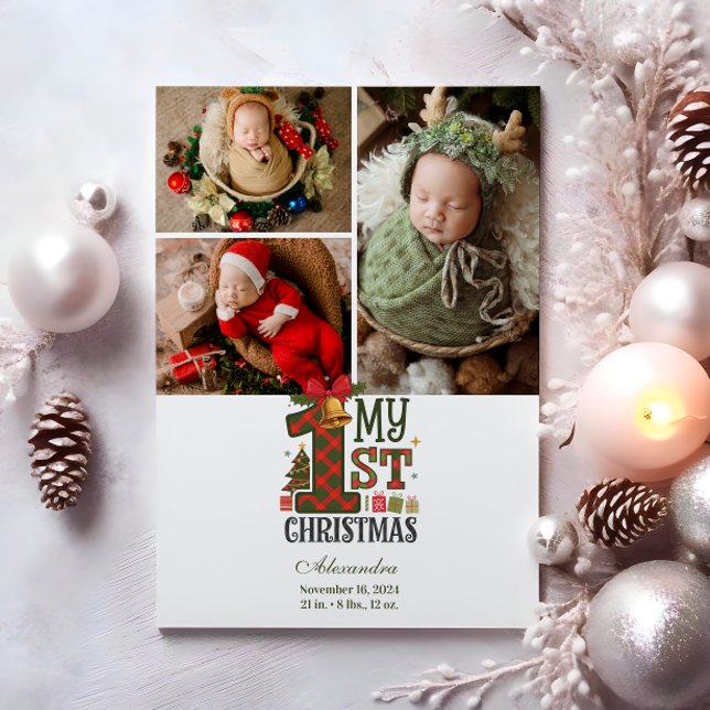 Cartes Pour Fêtes Annuelles 3 Photo Plaid Premier Noël (Créateur téléchargé)