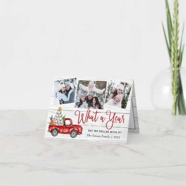 Cartes Pour Fêtes Annuelles 3 Photo Quelle année Noël Camion rouge (Devant)