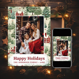 Cartes Pour Fêtes Annuelles 3 Photo Woodland Cute Rustic Country Noël