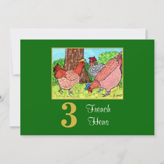 Cartes Pour Fêtes Annuelles 3 poules françaises adorables Oiseaux personnalisé (Devant)