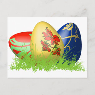 Cartes Pour Fêtes Annuelles 3D easter eggs in grass