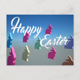 Cartes Pour Fêtes Annuelles 3D Rabbits Happy Easter Tender Pastel Colors