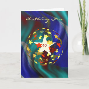 Cartes Pour Fêtes Annuelles 40e anniversaire Globe of Gold and Red Stars