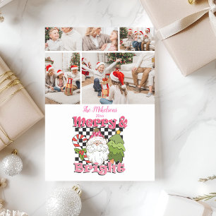 Cartes Pour Fêtes Annuelles 4 À damiers photo Joyeux et Joyeux Noël