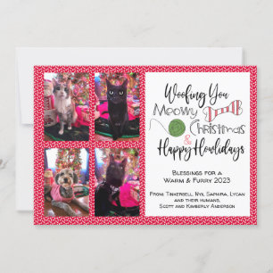 Cartes Pour Fêtes Annuelles 4 Animaux de compagnie, Woofy, Meowy, Howliday