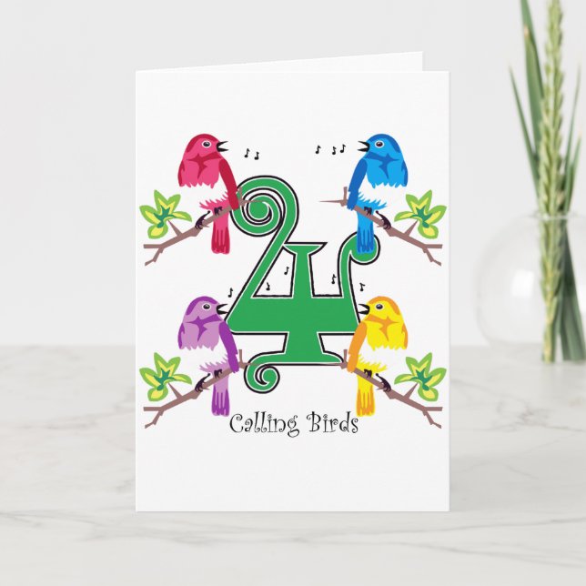 Cartes Pour Fêtes Annuelles 4 Appels d'oiseaux (Devant)