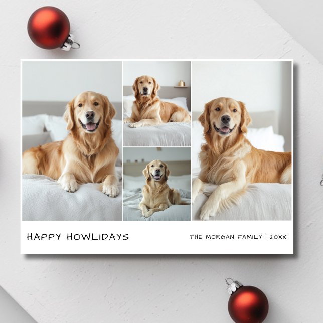 Cartes Pour Fêtes Annuelles 4 Chien Photo Collage Happy Howlidays Christmas Pe (Créateur téléchargé)