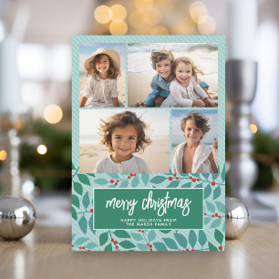 Cartes Pour Fêtes Annuelles 4 Collage de photos - Joyeux Noël Botanical Pastel