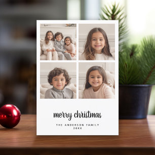 Cartes Pour Fêtes Annuelles 4 Collage photo minimal Joyeux Noël noir