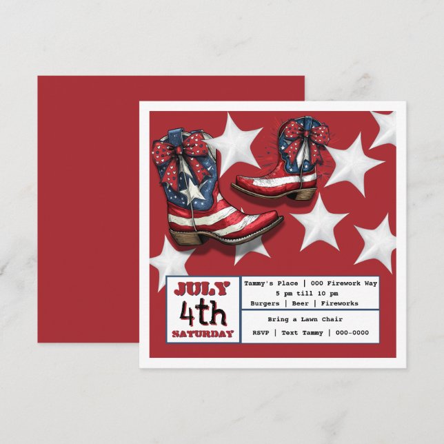 Cartes Pour Fêtes Annuelles 4 juillet (Devant / Derrière)