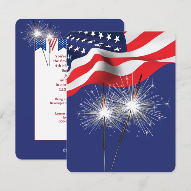 Cartes Pour Fêtes Annuelles 4 juillet (Devant / Derrière)