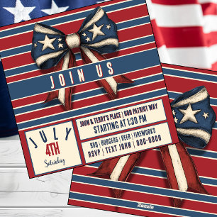 Cartes Pour Fêtes Annuelles 4 juillet Coquette Bow avec la fête des étoiles et