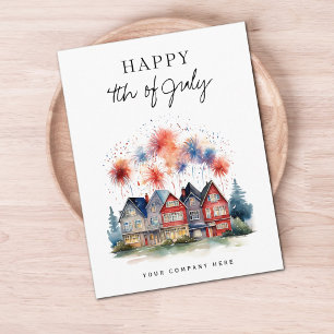 Cartes Pour Fêtes Annuelles 4 juillet Festive Maison Feu d'artifice Immo