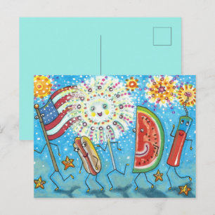 CARTES POUR FÊTES ANNUELLES 4 JUILLET GANG, DÉFILÉ ET FEUX D'ARTIFICE