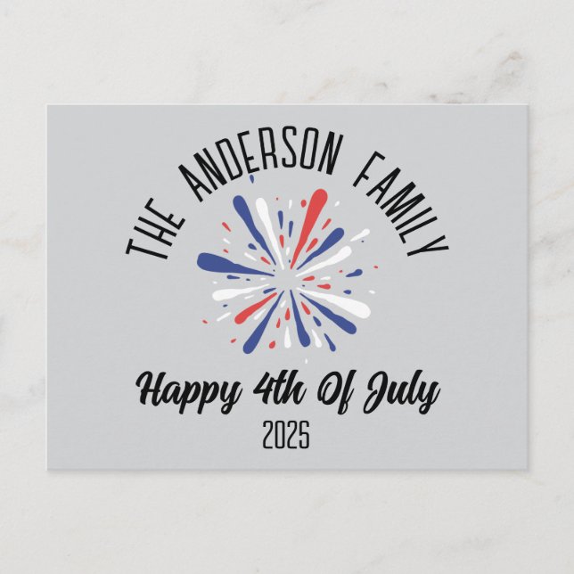 Cartes Pour Fêtes Annuelles 4 juillet Jour de l'Indépendance Nom personnalisé (Devant)