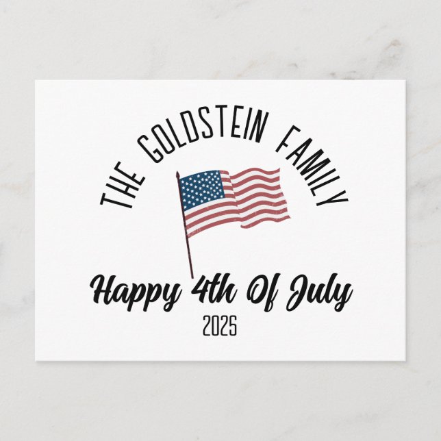 Cartes Pour Fêtes Annuelles 4 juillet Jour de l'Indépendance Nom personnalisé (Devant)