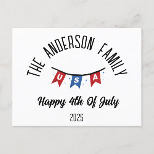 Cartes Pour Fêtes Annuelles 4 juillet Jour de l'Indépendance Nom personnalisé