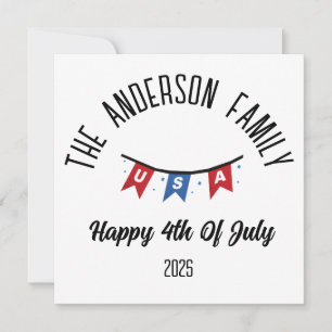Cartes Pour Fêtes Annuelles 4 juillet Jour de l'Indépendance Nom personnalisé