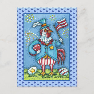 Cartes Pour Fêtes Annuelles 4 juillet ROOSTER, FUNNY PATRIOTIC POULET