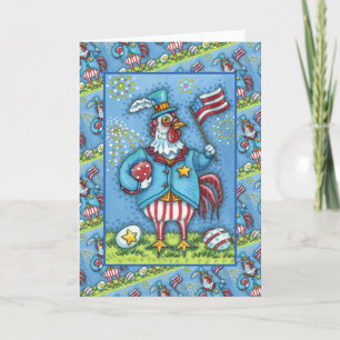 Cartes Pour Fêtes Annuelles 4 juillet ROOSTER, VERRE DE POULET PATRIOTIQUE AMU