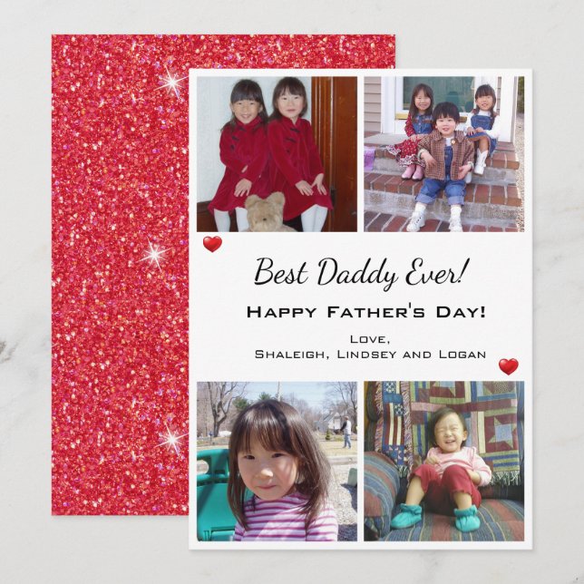 Cartes Pour Fêtes Annuelles 4 Photo Best Daddy Ever Fête des pères (Devant / Derrière)