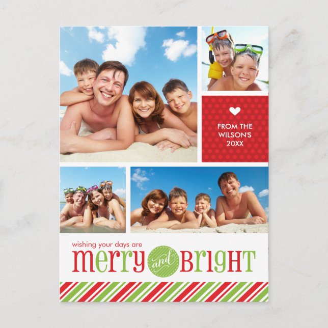 Cartes Pour Fêtes Annuelles 4 PHOTO CHRISTMAS POSTCARD :: merry & bright 3 (Devant)