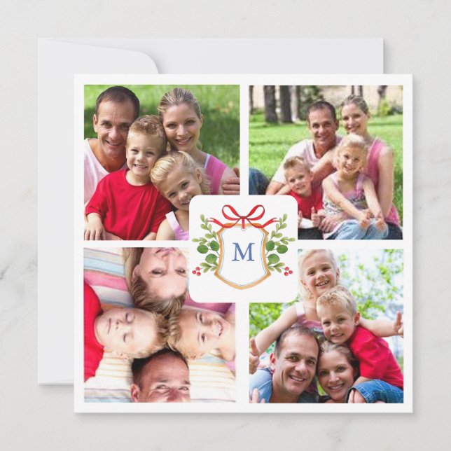 Cartes Pour Fêtes Annuelles 4 Photo Cimetière monogramme Carré Noël (Devant)