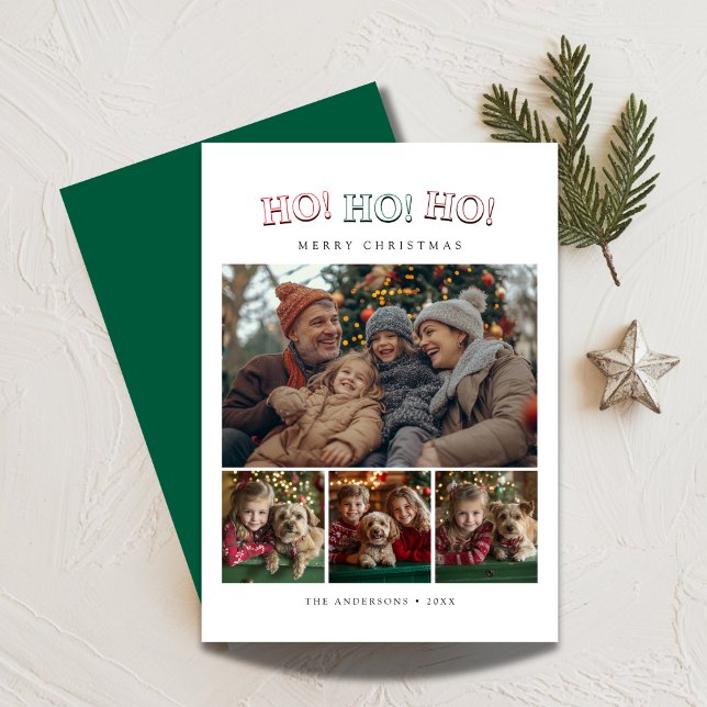Cartes Pour Fêtes Annuelles 4 Photo Collage Funny Ho Ho Ho Christmas (Créateur téléchargé)