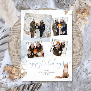 Cartes Pour Fêtes Annuelles 4 Photo Collage Joyeuses Vacances Hiver Renard boi
