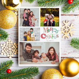 Cartes Pour Fêtes Annuelles 4 Photo Collage Joyeux Noël Typographie