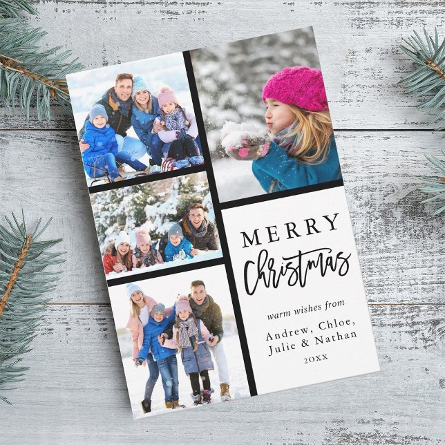 Cartes Pour Fêtes Annuelles 4 Photo Collage moderne Joyeux Noël (Créateur téléchargé)