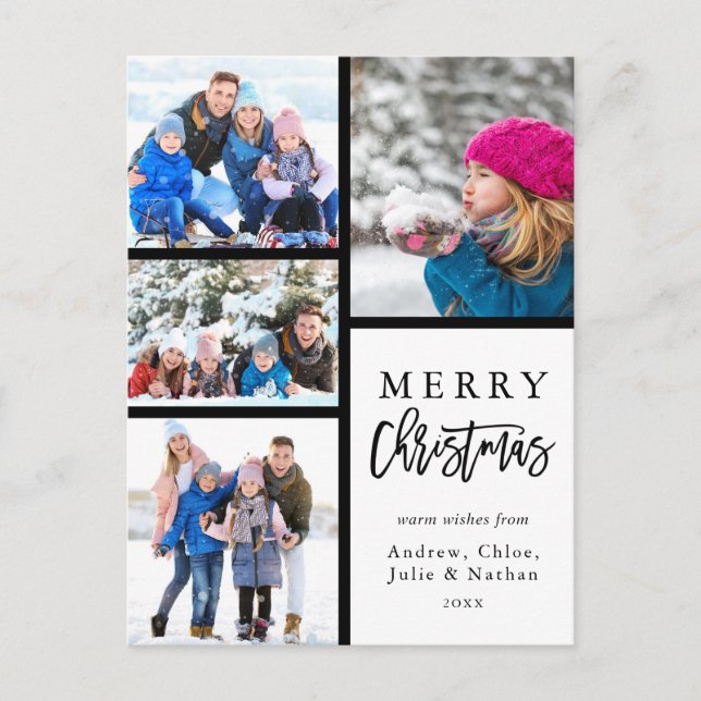 Cartes Pour Fêtes Annuelles 4 Photo Collage moderne Joyeux Noël (Devant)